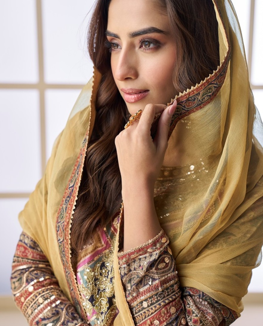 5840 - Autumn Bloom: The Earthy Elegance sharara Set